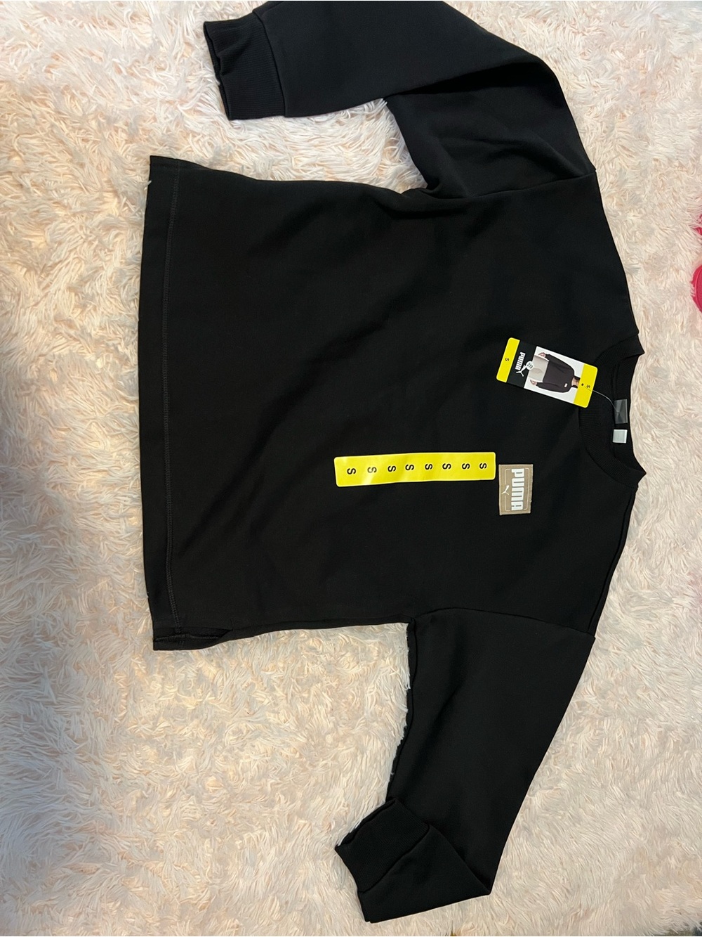 PUMA Women's Fleece Crewneck Sweatshirt Badge, Black, Size Small NWT